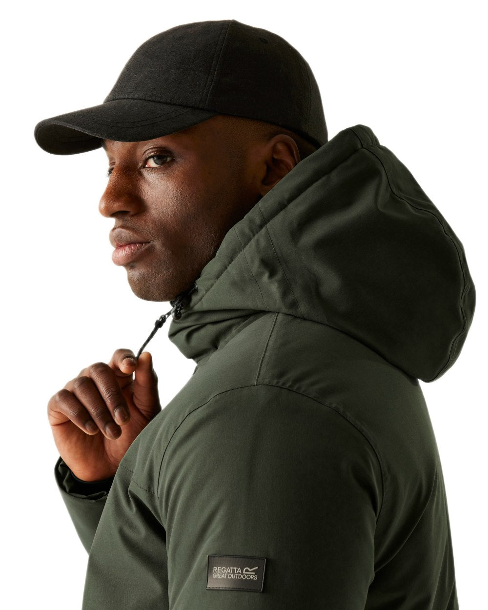 Green Coloured Regatta Mens Rhodo Padded Jacket on white background 