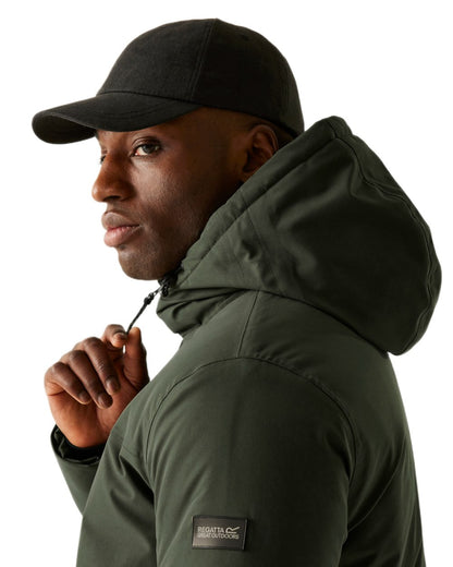 Green Coloured Regatta Mens Rhodo Padded Jacket on white background 