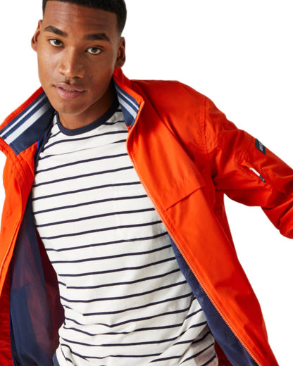 Rusty Orange Coloured Regatta Mens Shorebay Waterproof Jacket on white background 