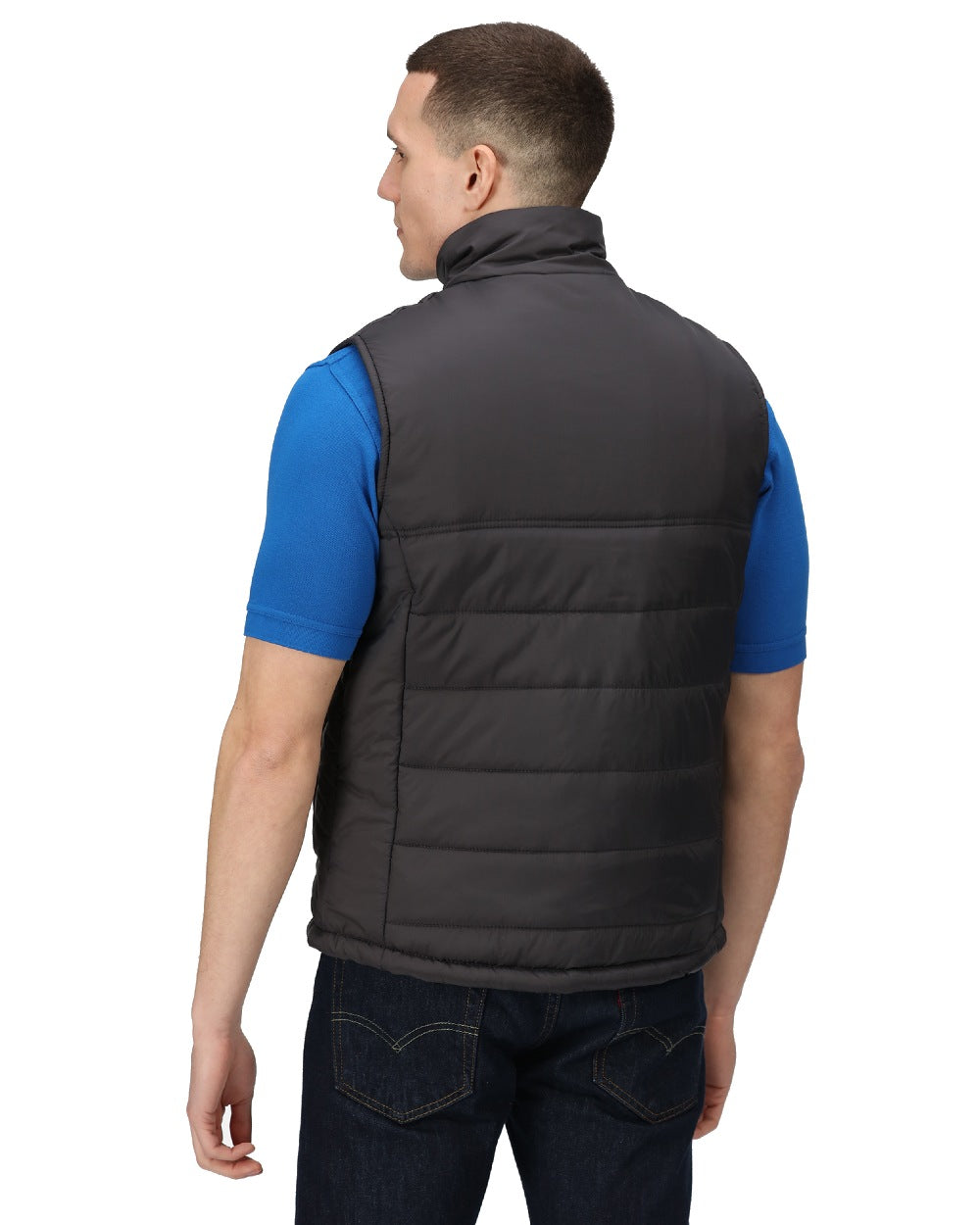 Black coloured Regatta Mens Stage II Insulated Bodywarmer on white background 
