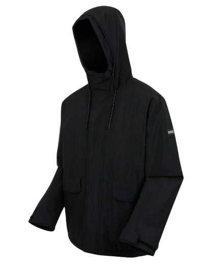 Black Coloured Regatta Mens Sterlings Waterproof Insulated Jacket on white background 