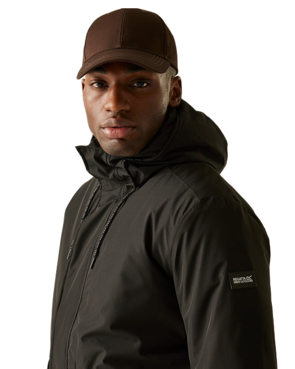 Black Coloured Regatta Mens Sterlings Waterproof Insulated Jacket on white background 