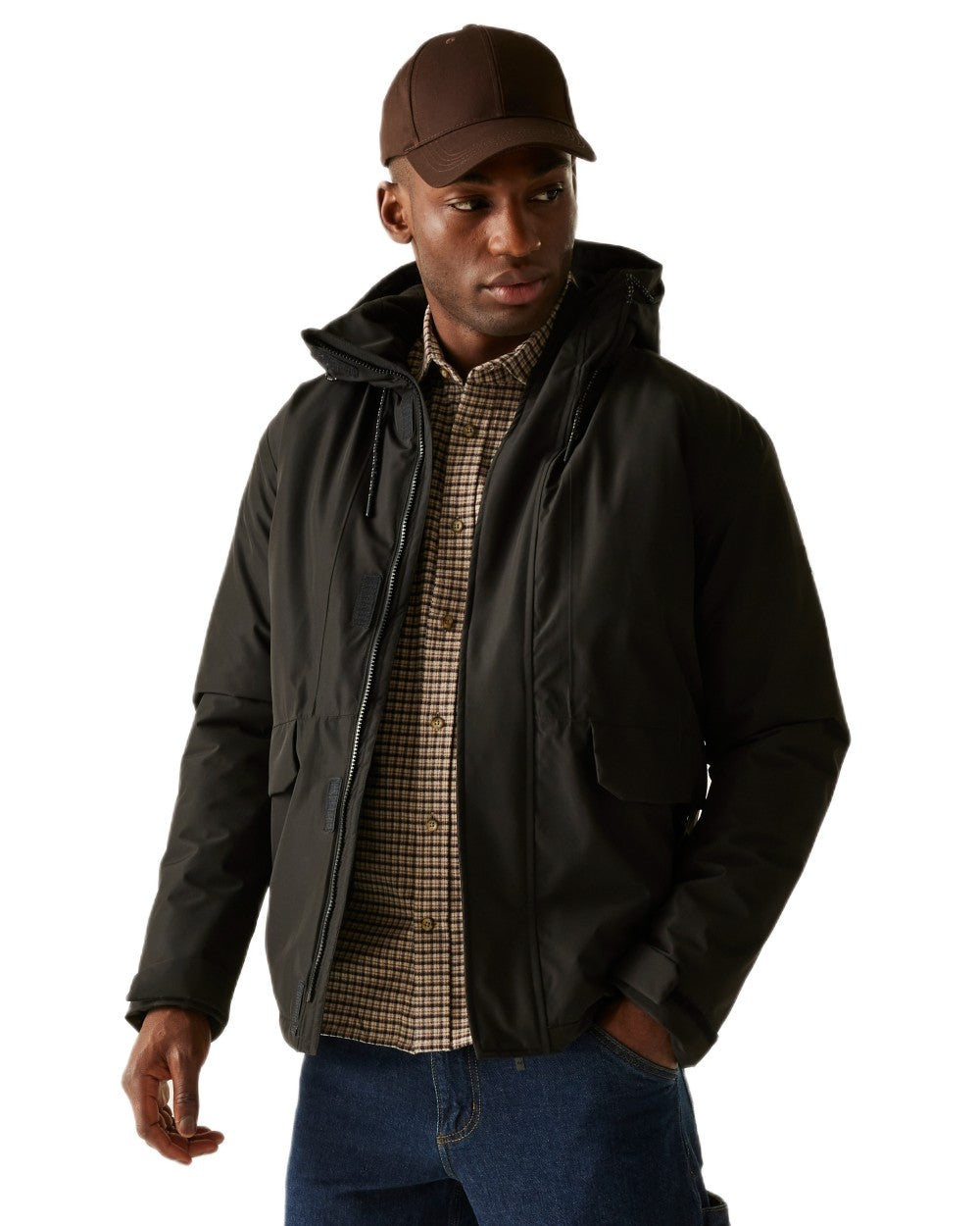 Black Coloured Regatta Mens Sterlings Waterproof Insulated Jacket on white background 