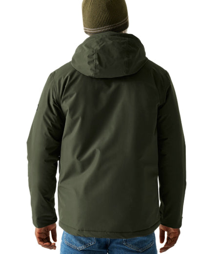 Dark Khaki Coloured Regatta Mens Sterlings Waterproof Insulated Jacket on white background 
