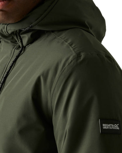 Dark Khaki Coloured Regatta Mens Sterlings Waterproof Insulated Jacket on white background 