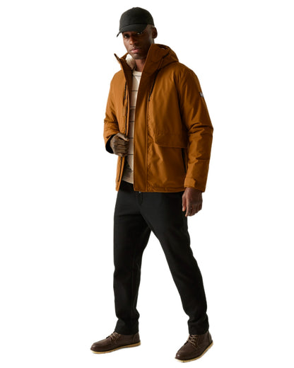Glazed Ginger Coloured Regatta Mens Sterlings Waterproof Insulated Jacket on white background 