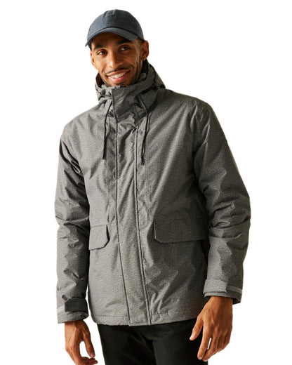 Grey Coloured Regatta Mens Sterlings Waterproof Insulated Jacket on white background 