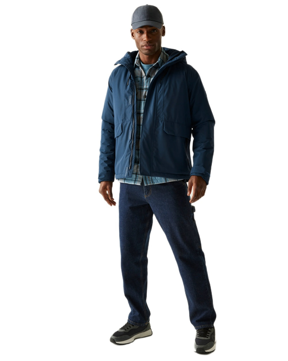 Navy Blue Coloured Regatta Mens Sterlings Waterproof Insulated Jacket on white background 