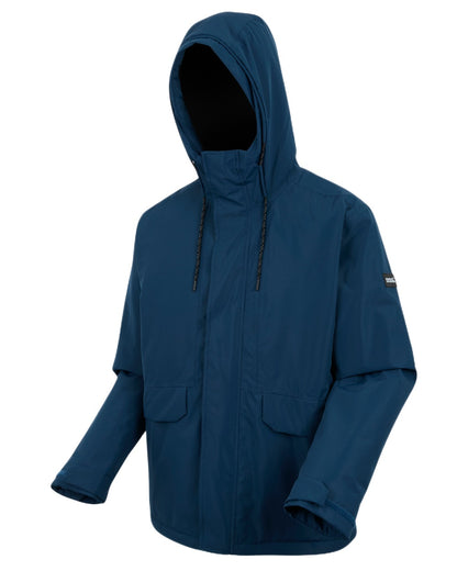 Navy Blue Coloured Regatta Mens Sterlings Waterproof Insulated Jacket on white background 