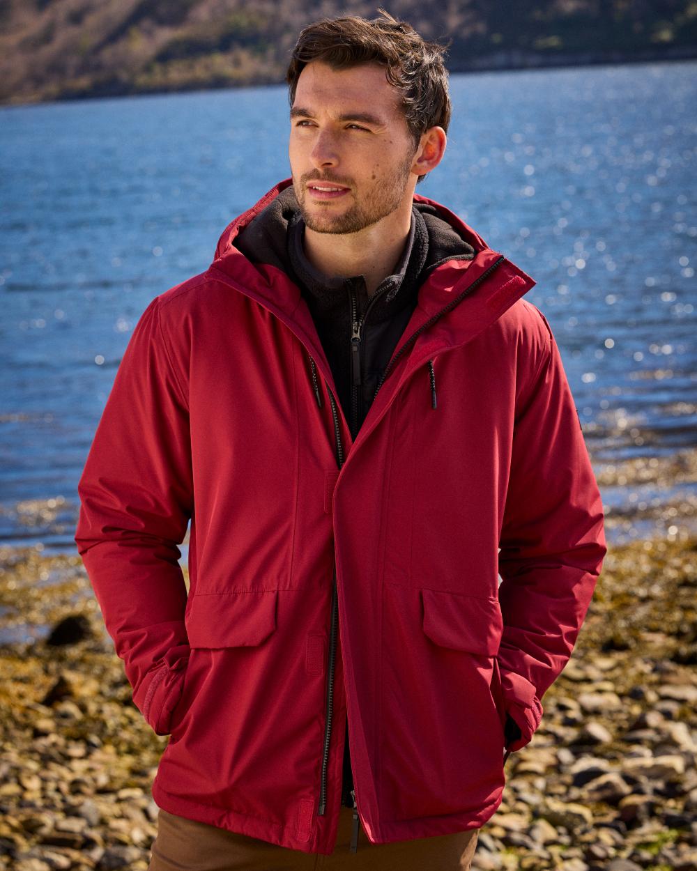 Red Coloured Regatta Mens Sterlings Waterproof Insulated Jacket on outdoor background 