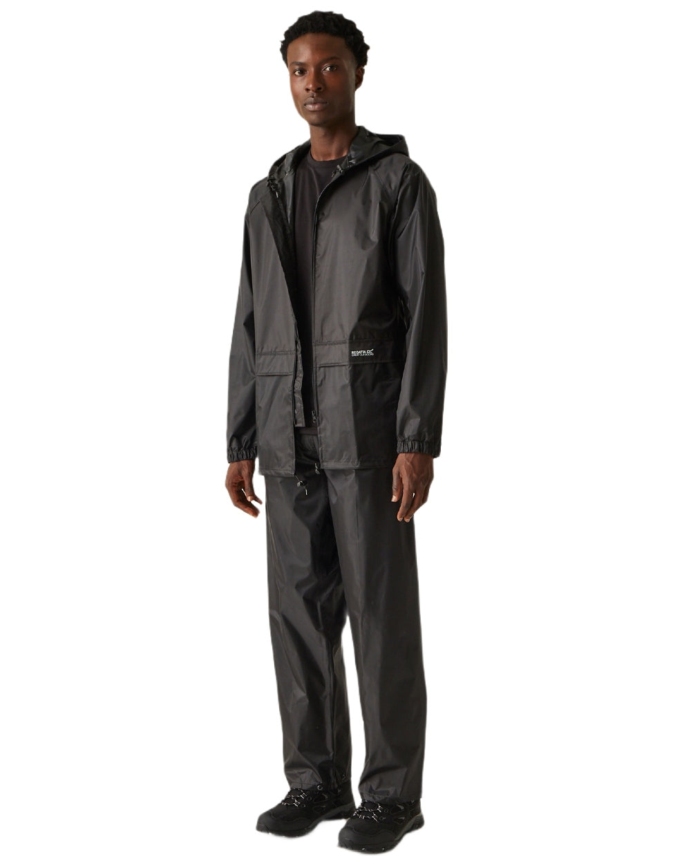 Black Coloured Regatta Mens Stormbreak Waterproof Overtrousers on white background 