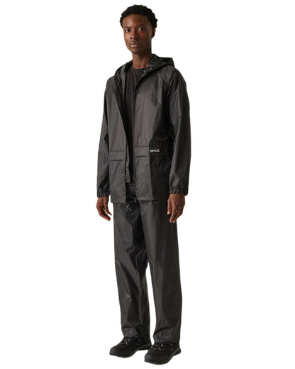 Black Coloured Regatta Mens Stormbreak Waterproof Overtrousers on white background 