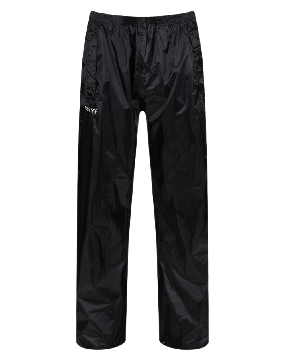 Black Coloured Regatta Mens Stormbreak Waterproof Overtrousers on white background 