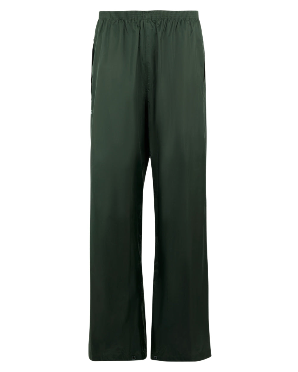 Dark Olive Coloured Regatta Mens Stormbreak Waterproof Overtrousers on white background 