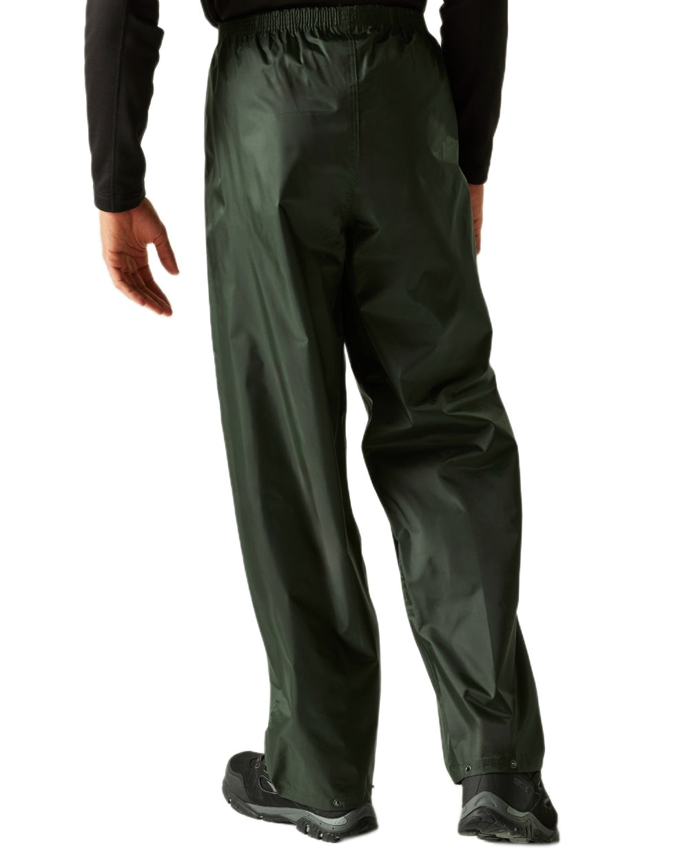 Dark Olive Coloured Regatta Mens Stormbreak Waterproof Overtrousers on white background 