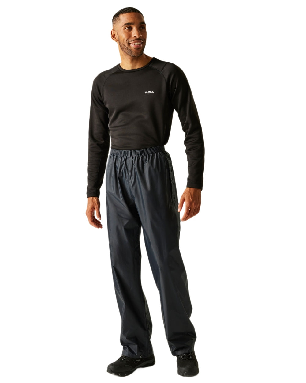 Navy Coloured Regatta Mens Stormbreak Waterproof Overtrousers on white background 