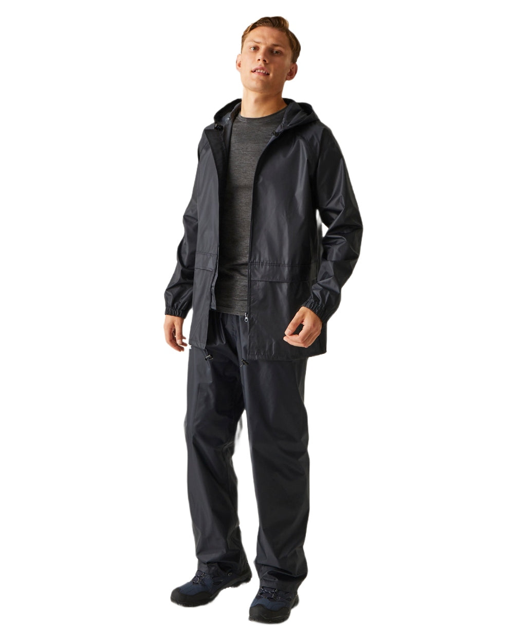 Navy Coloured Regatta Mens Stormbreak Waterproof Overtrousers on white background 