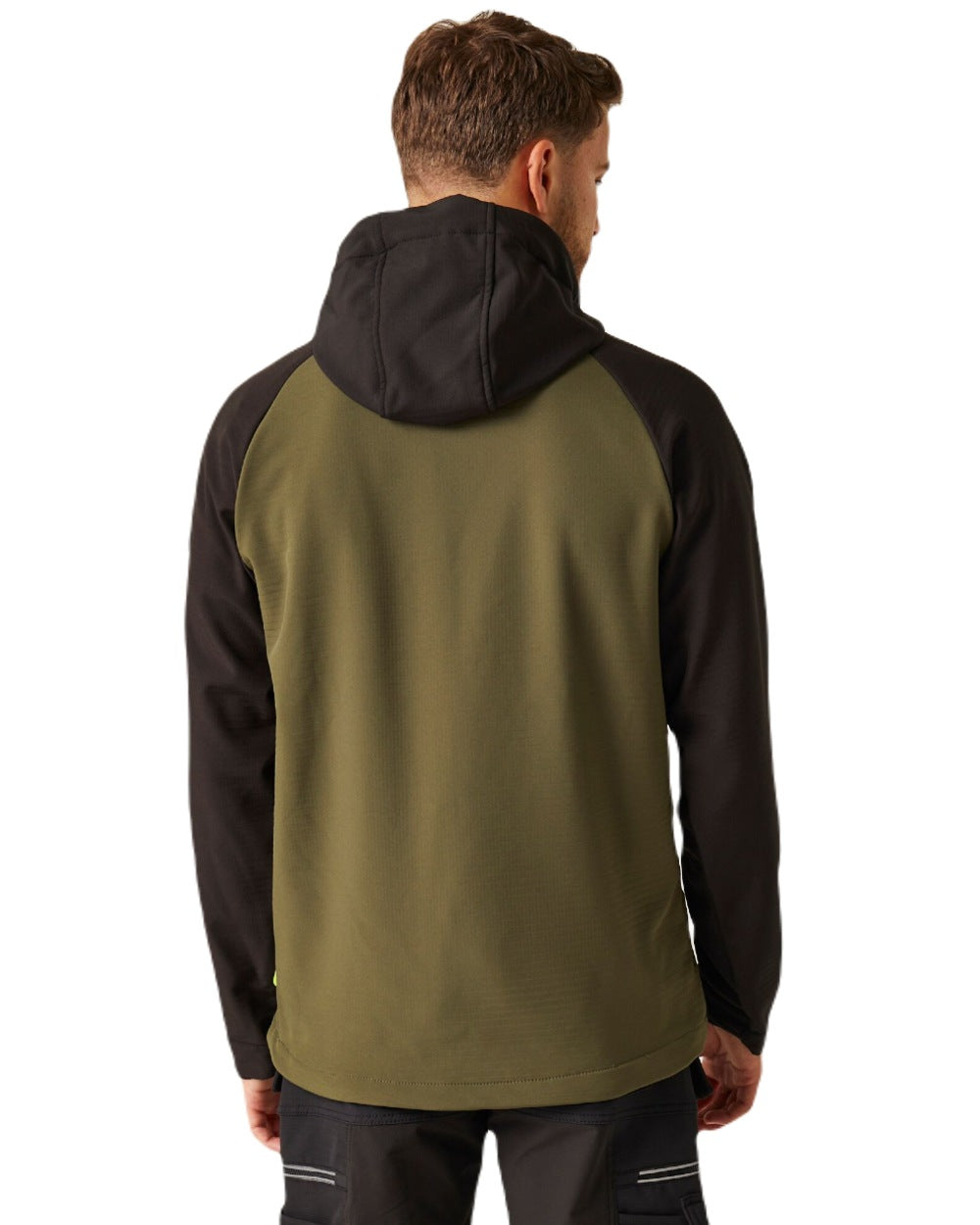 Dark Khaki Black coloured Regatta Mens Surrender Softshell Jacket on white background 