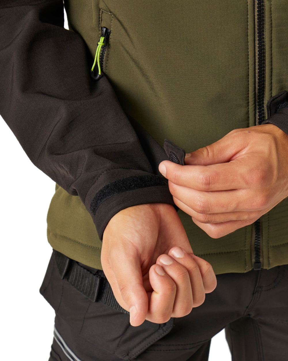 Dark Khaki Black coloured Regatta Mens Surrender Softshell Jacket on white background 