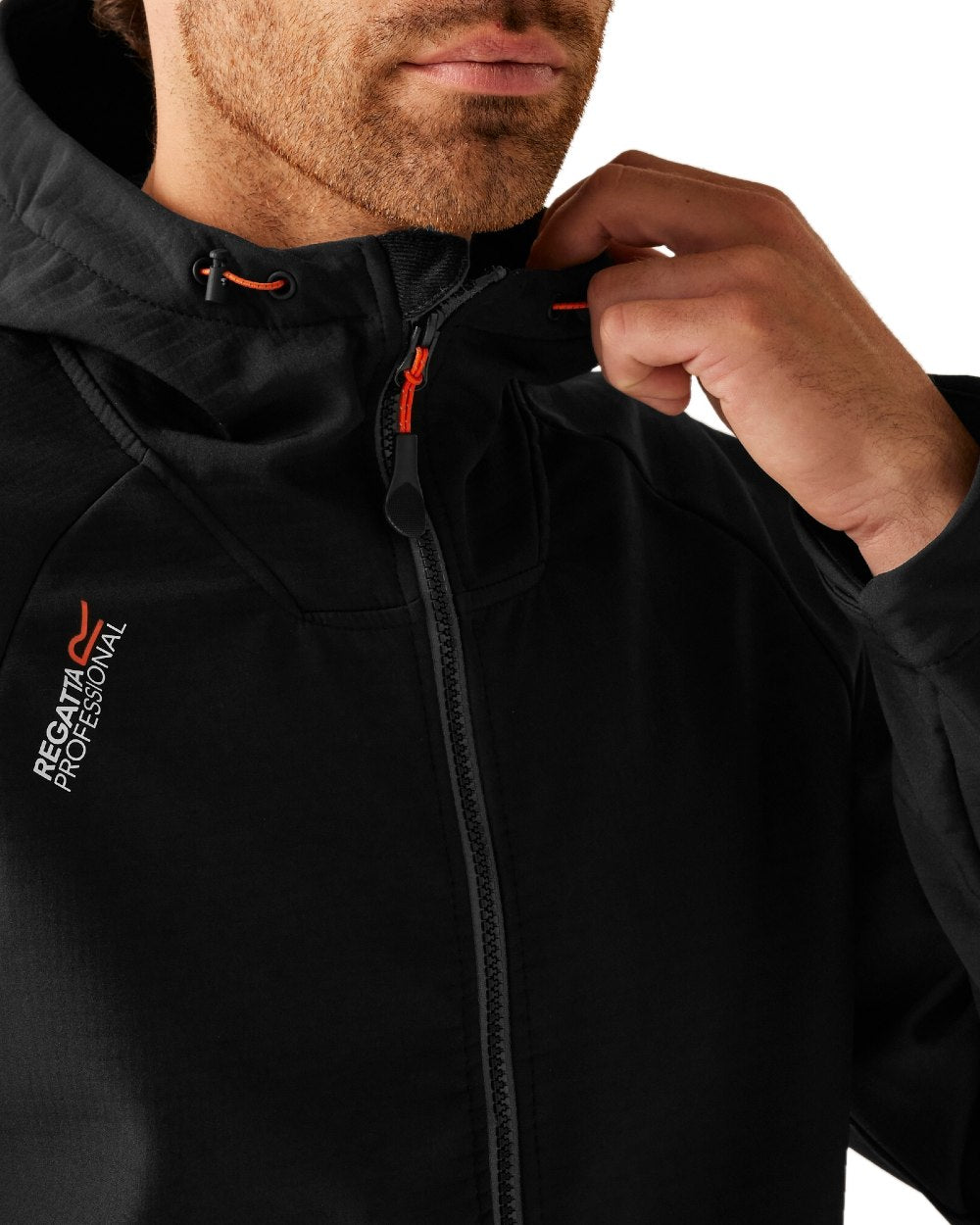 Iron Black coloured Regatta Mens Surrender Softshell Jacket on white background 