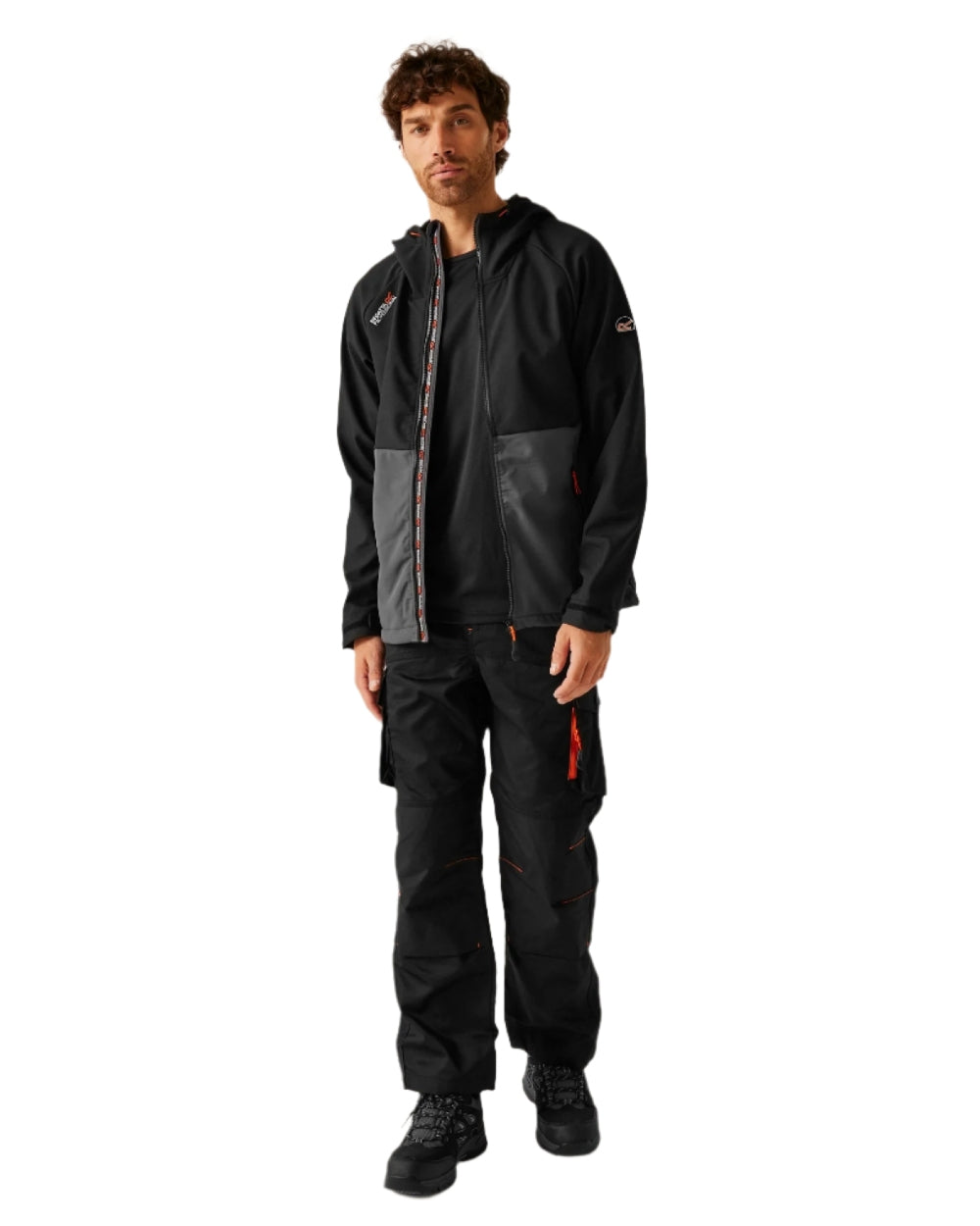 Iron Black coloured Regatta Mens Surrender Softshell Jacket on white background 