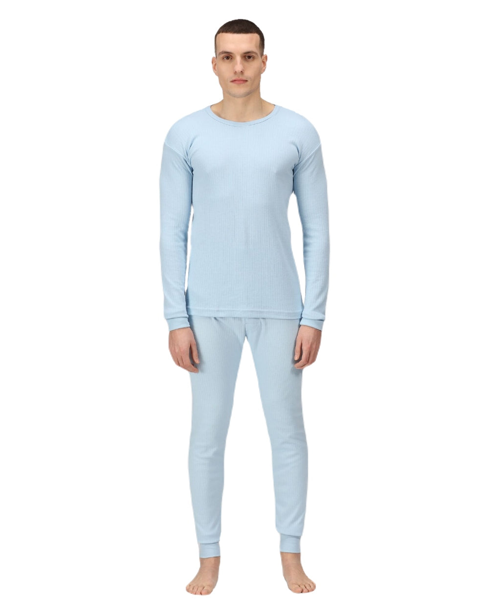 Blue coloured Regatta Mens Thermal Long Sleeve Vest on white background 