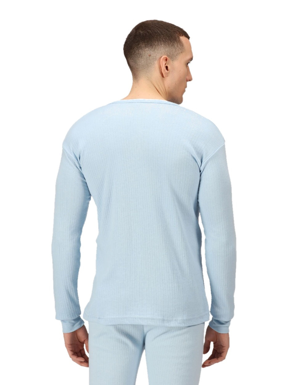 Blue coloured Regatta Mens Thermal Long Sleeve Vest on white background 