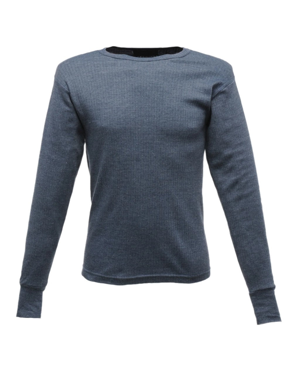 Denim Blue coloured Regatta Mens Thermal Long Sleeve Vest on white background 