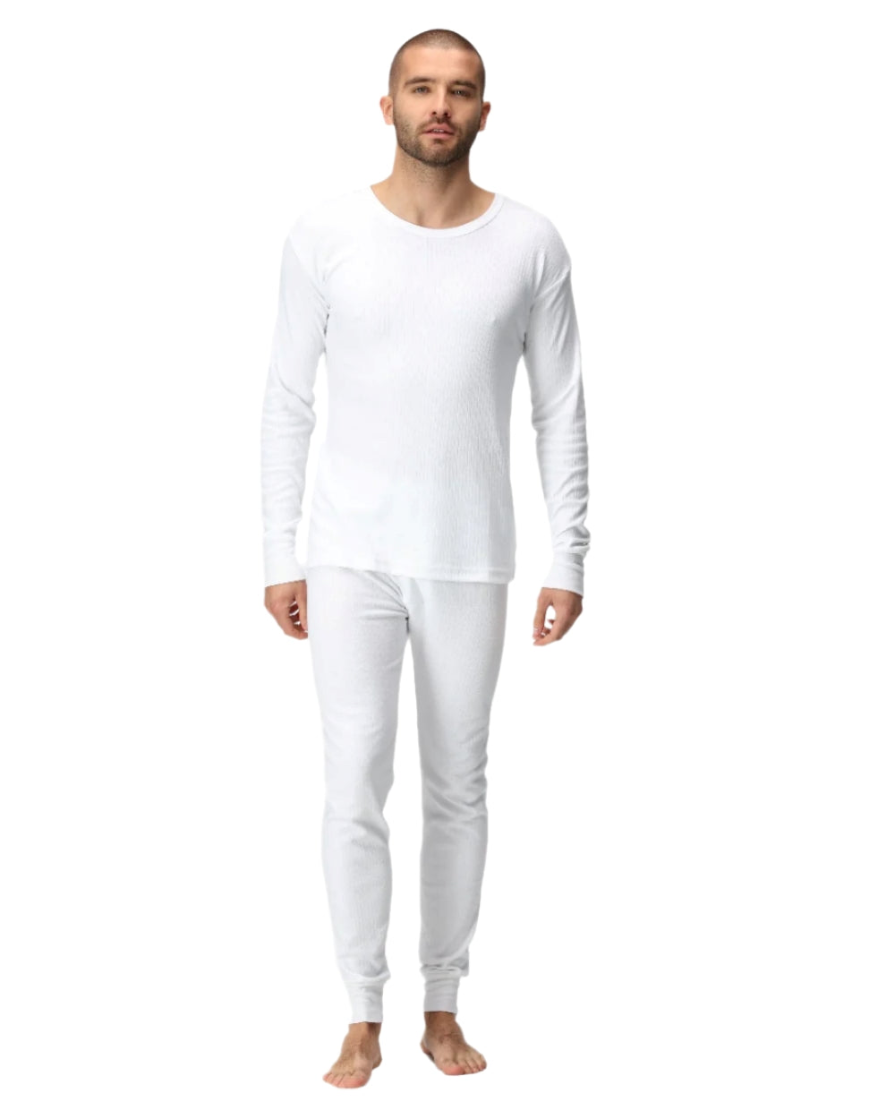 White coloured Regatta Mens Thermal Long Sleeve Vest on white background 