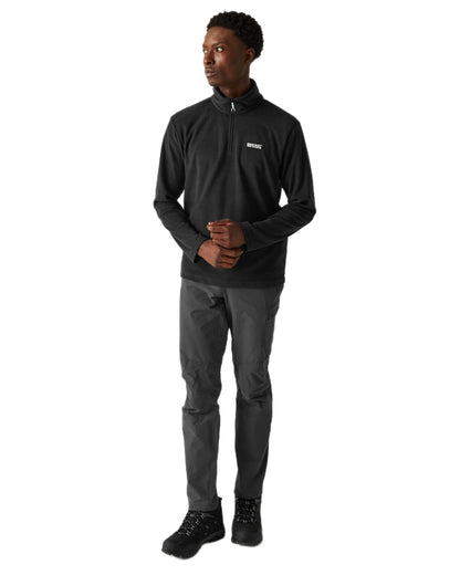 Black Coloured Regatta Mens Thompson Lightweight Half Zip Fleece on white background 