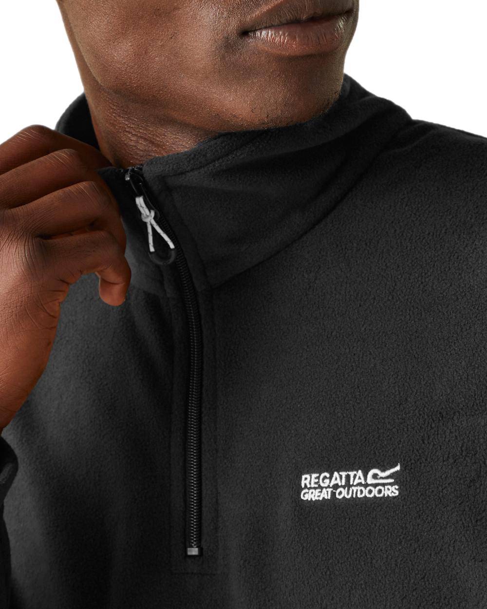 Black Coloured Regatta Mens Thompson Lightweight Half Zip Fleece on white background 