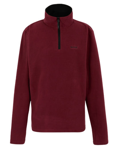 Dark Maroon Coloured Regatta Mens Thompson Lightweight Half Zip Fleece on white background 