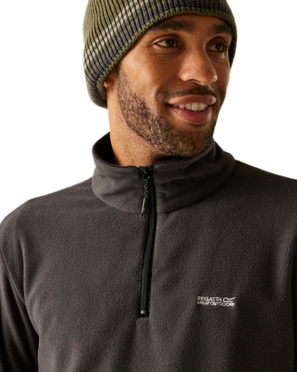 Iron Coloured Regatta Mens Thompson Lightweight Half Zip Fleece on white background 
