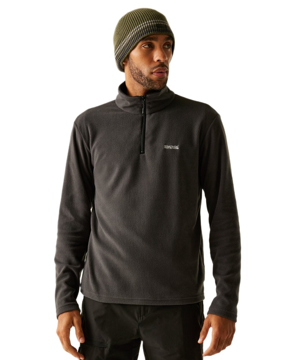 Iron Coloured Regatta Mens Thompson Lightweight Half Zip Fleece on white background 