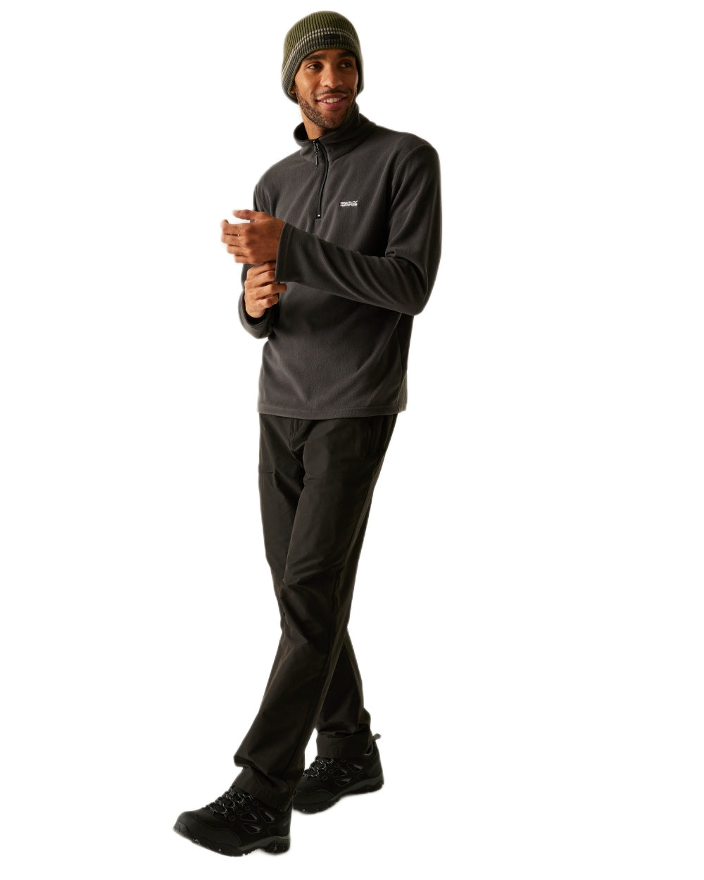 Iron Coloured Regatta Mens Thompson Lightweight Half Zip Fleece on white background 