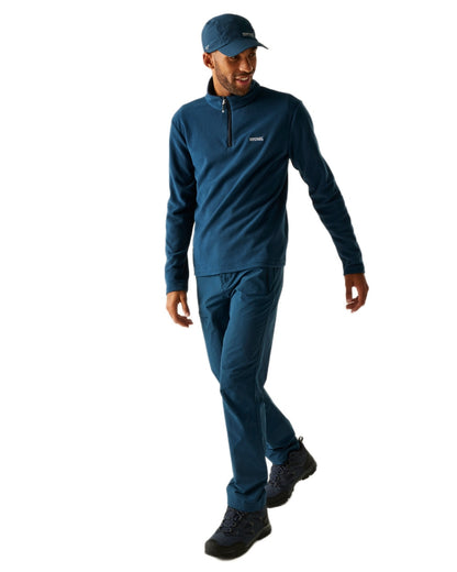 Moon Light Denim Coloured Regatta Mens Thompson Lightweight Half Zip Fleece on white background 