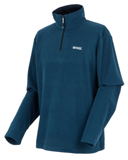 Moon Light Denim Coloured Regatta Mens Thompson Lightweight Half Zip Fleece on white background 