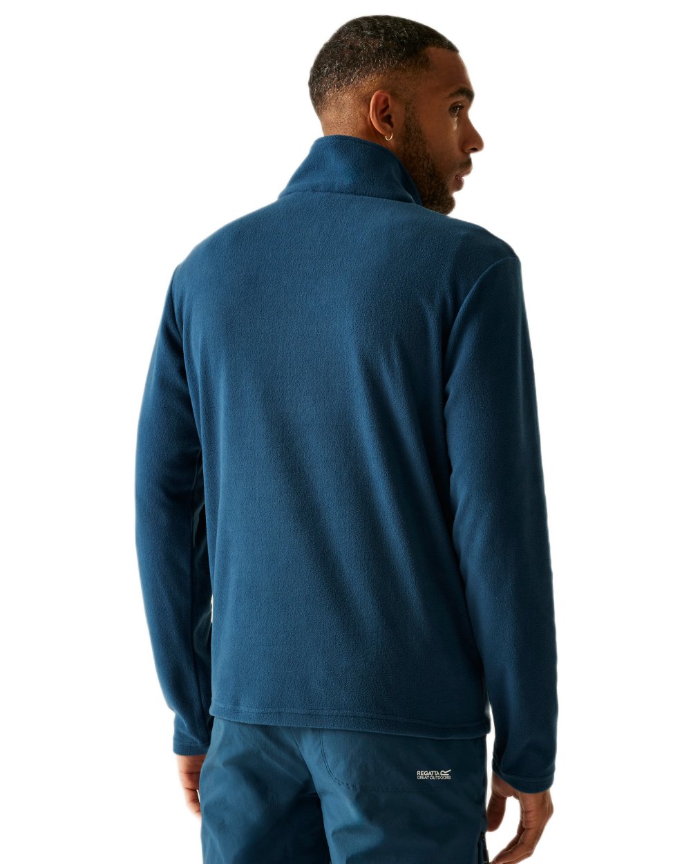 Moon Light Denim Coloured Regatta Mens Thompson Lightweight Half Zip Fleece on white background 