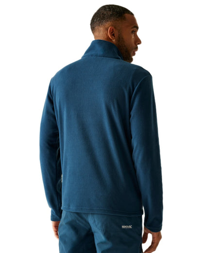 Moon Light Denim Coloured Regatta Mens Thompson Lightweight Half Zip Fleece on white background 