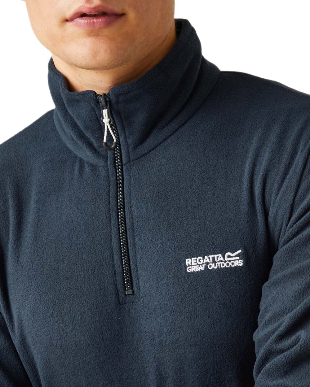 Navy Coloured Regatta Mens Thompson Lightweight Half Zip Fleece on white background 