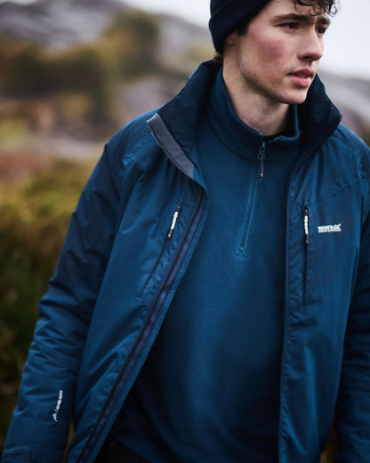 Navy Coloured Regatta Mens Thompson Lightweight Half Zip Fleece on outdoor background 
