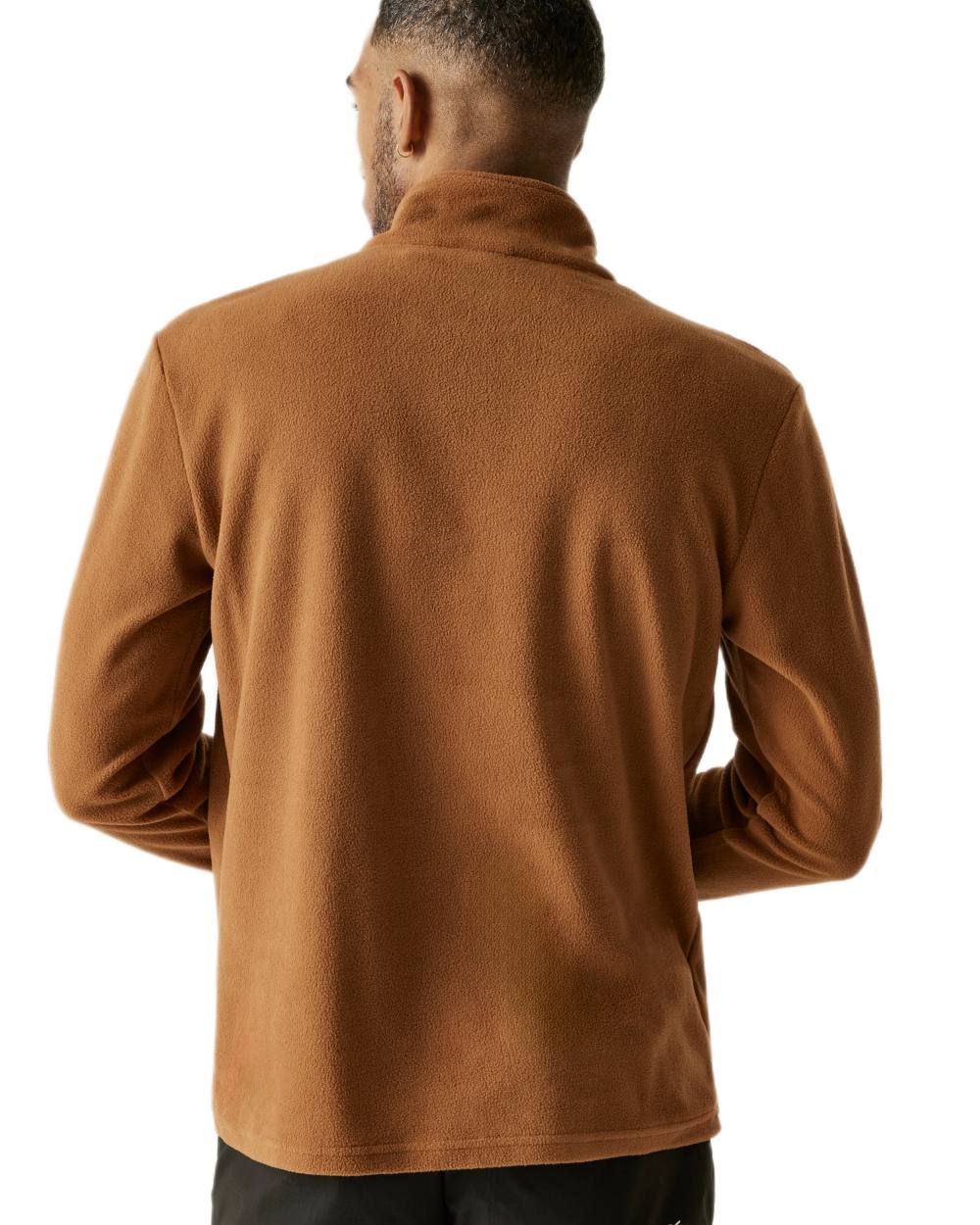 Nut Brown Coloured Regatta Mens Thompson Lightweight Half Zip Fleece on white background 