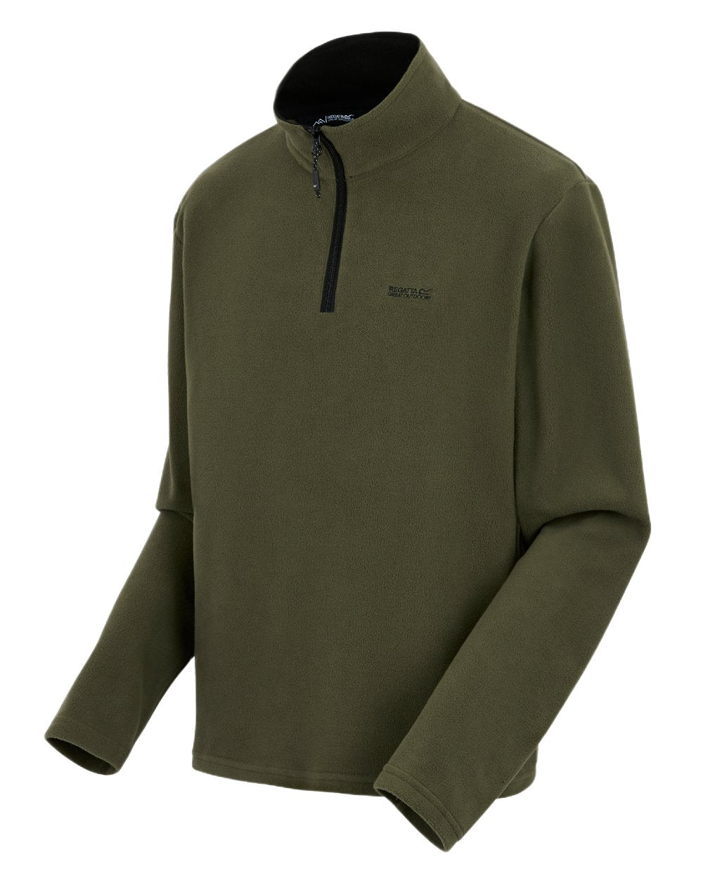 Olive Night Coloured Regatta Mens Thompson Lightweight Half Zip Fleece on white background 