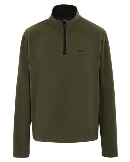 Olive Night Coloured Regatta Mens Thompson Lightweight Half Zip Fleece on white background 