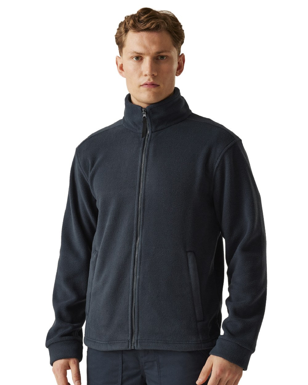 Navy coloured Regatta Mens Thor 300 Full Zip Fleece on white background 
