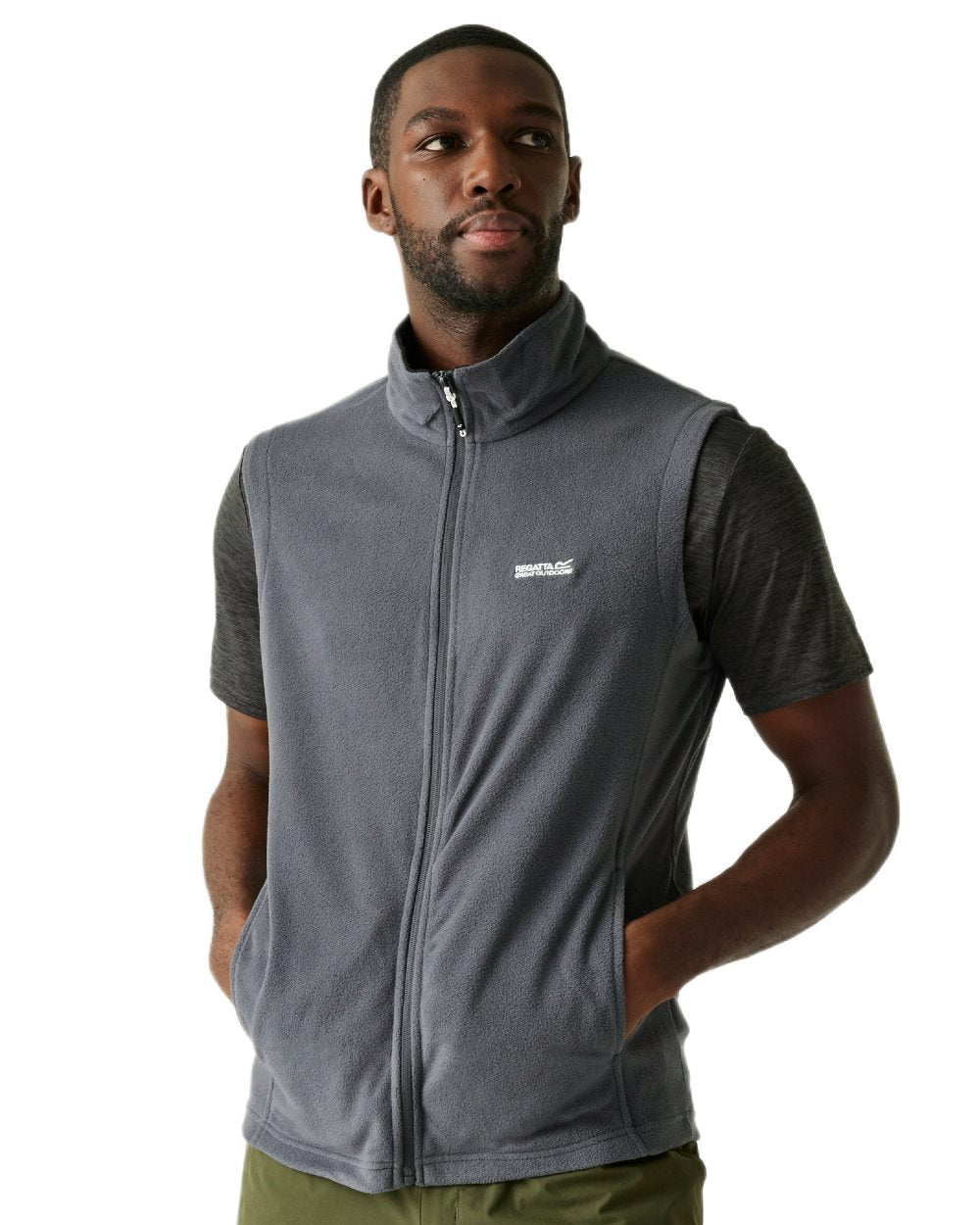 Iron Black Coloured Regatta Mens Tobias II Fleece Gilet on white background 