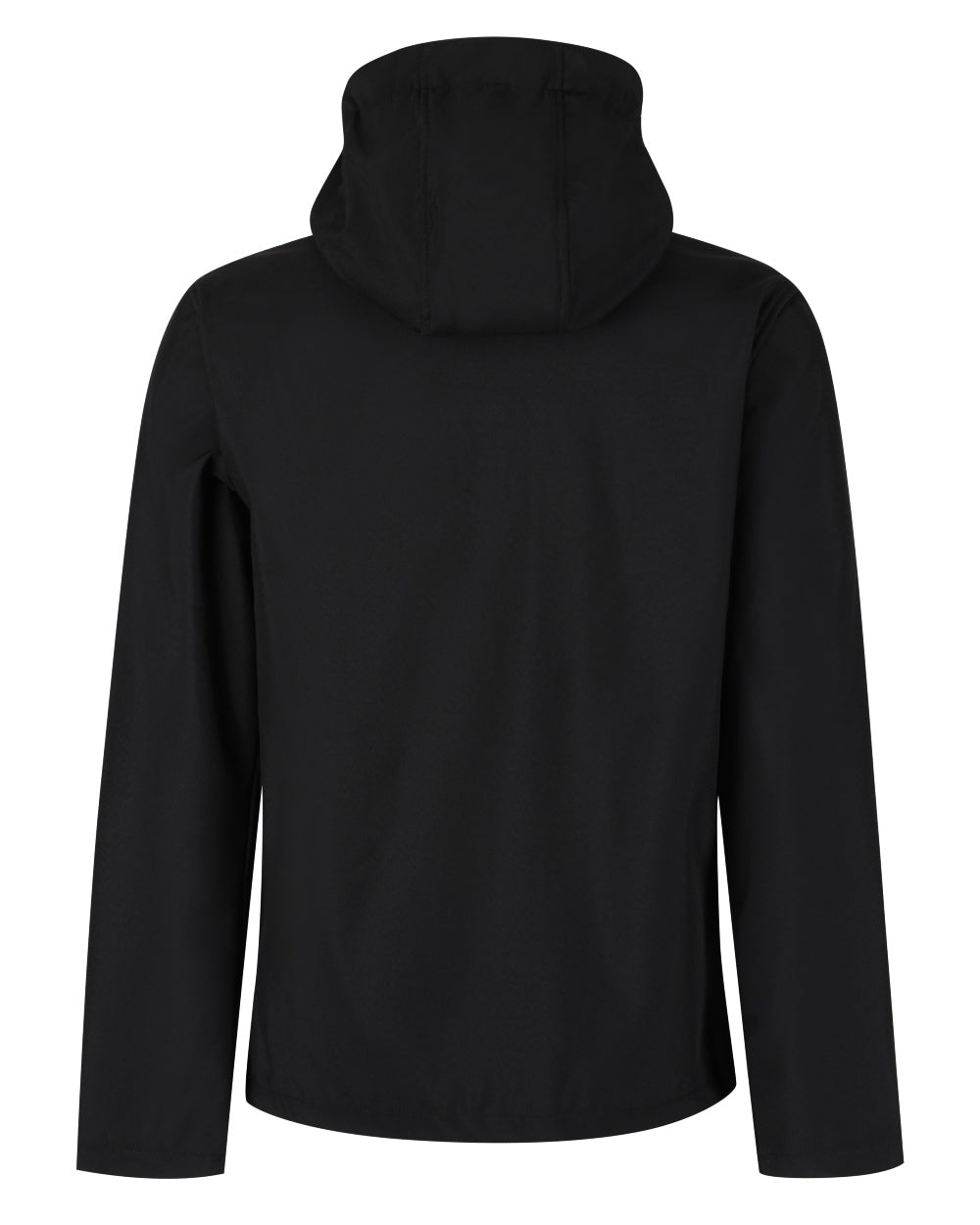 Black Classic Red coloured Regatta Mens Venturer 3 Layer Printable Hooded Softshell Jacket on white background 