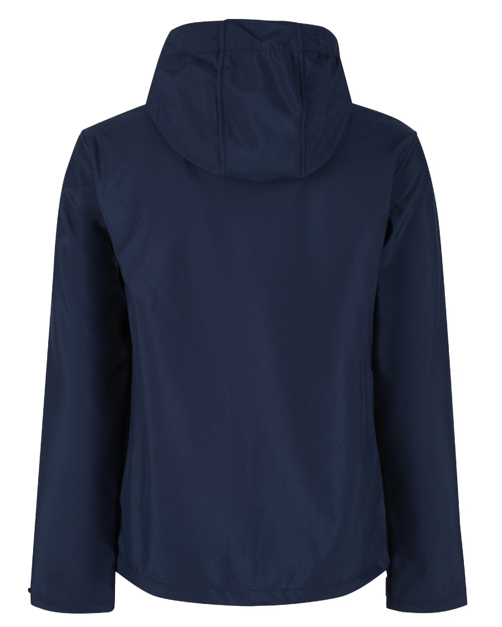 Navy coloured Regatta Mens Venturer 3 Layer Printable Hooded Softshell Jacket on white background 