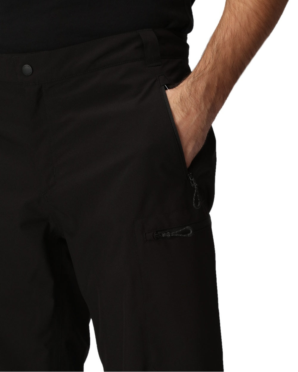 Black coloured Regatta Mens X-Pro Beacon Waterproof Trouser on white background 