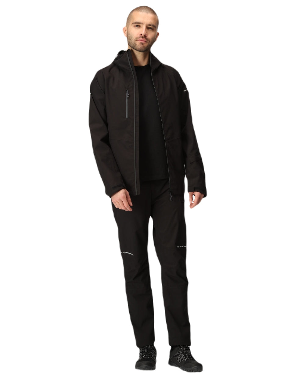 Black coloured Regatta Mens X-Pro Beacon Waterproof Trouser on white background 